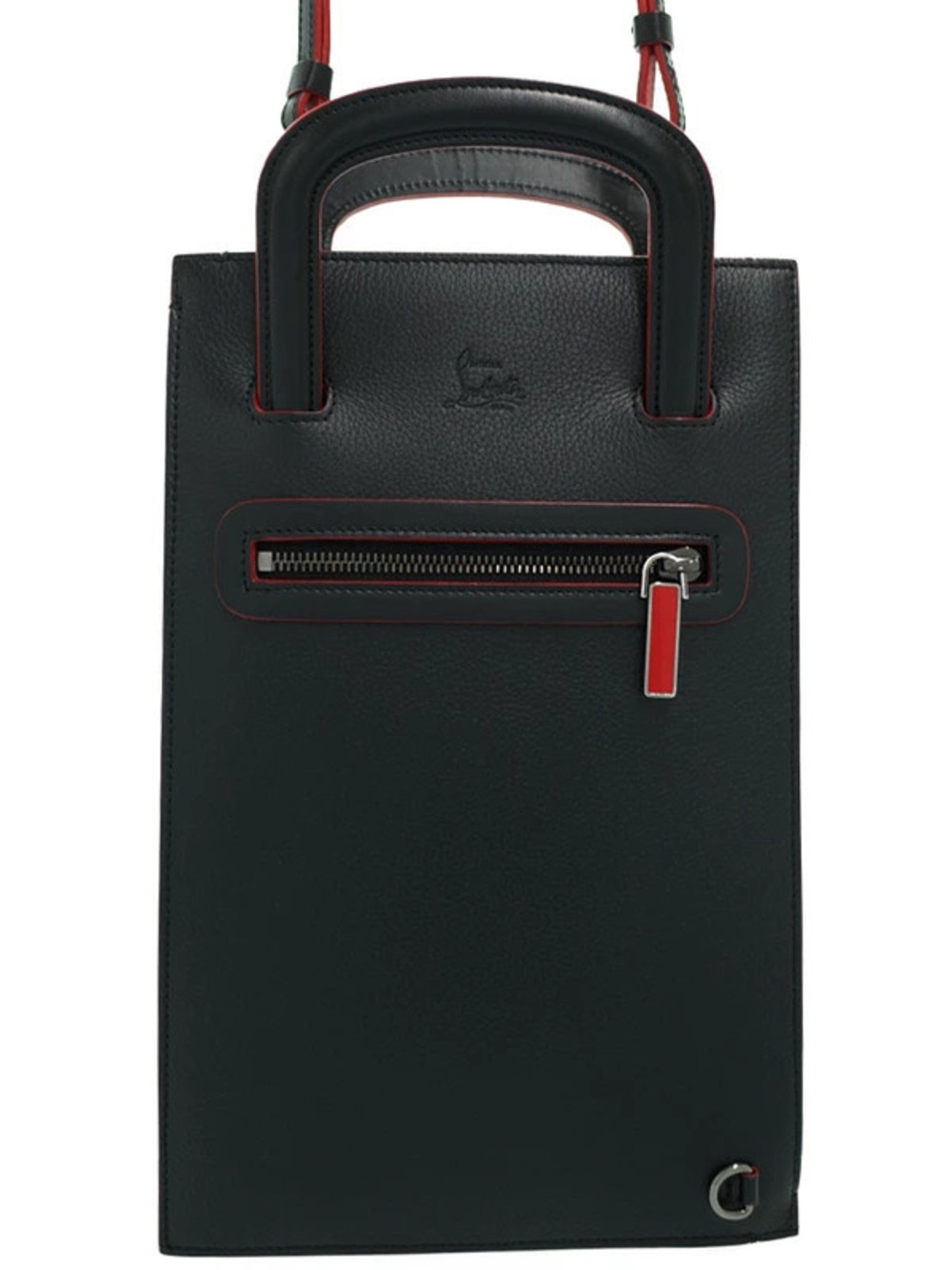 Christian Louboutin black calfskin Trictrac portfolio bag top handles zip